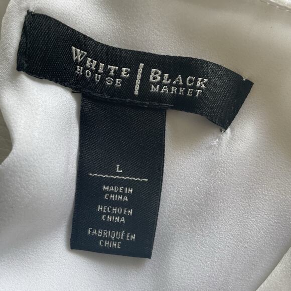 WHBM Embroidered Top Size L Floral Chiffon Sleeveless White Tank Blouse - Picture 6 of 6